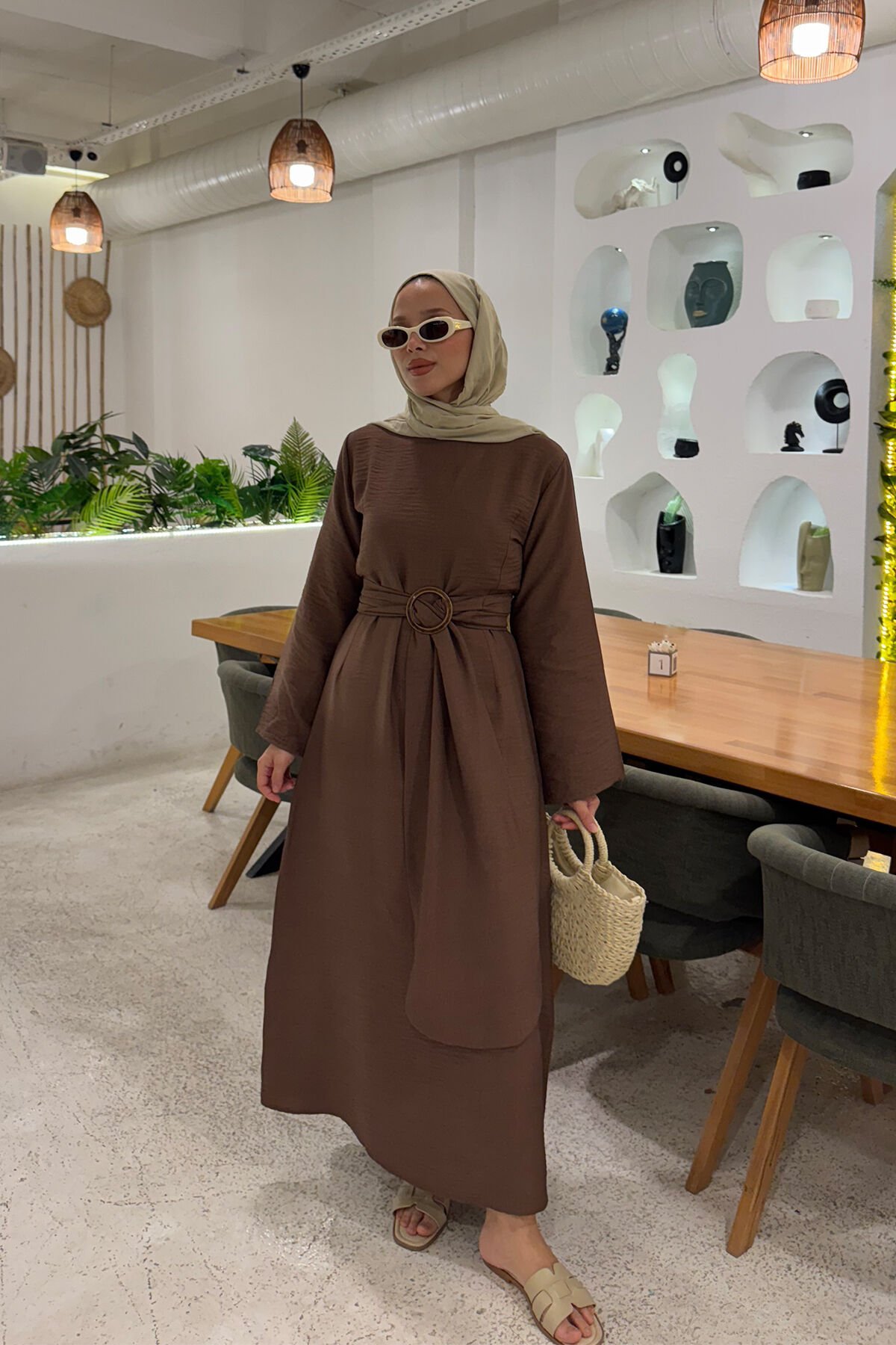 TOKALI ELBİSE 9-51530 - KAHVERENGİ