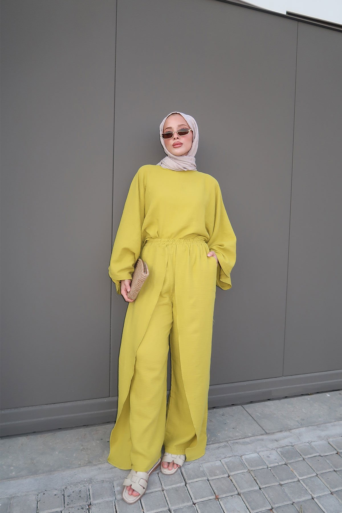 MÜSLİN PANTOLONLU TAKIM 9-51881 - OLİVE