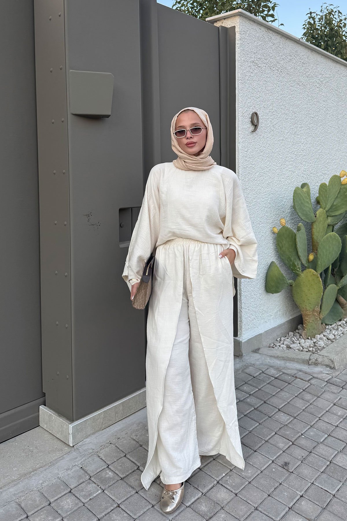 MÜSLİN PANTOLONLU TAKIM 9-51881 - BEJ