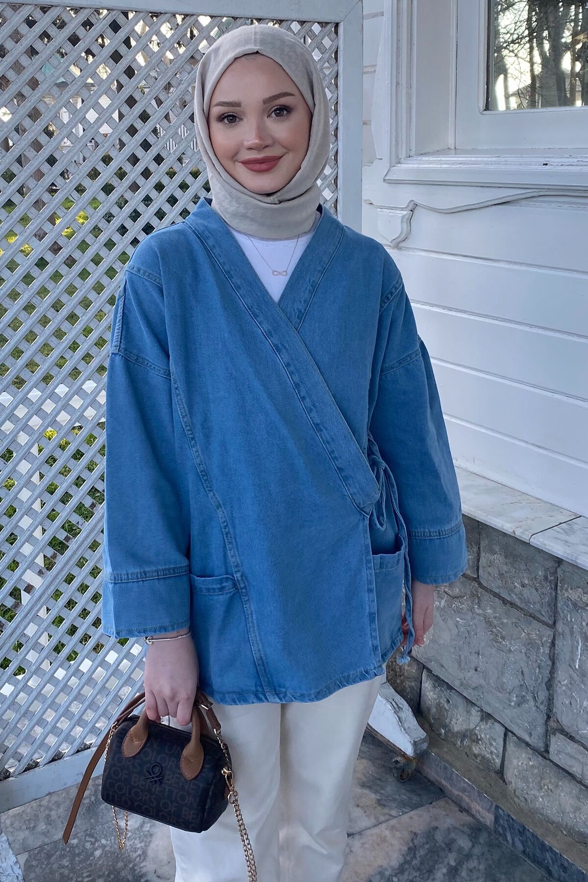 Yandan Baglamalı Kot Ceket 9-52604  - AÇIK KOT