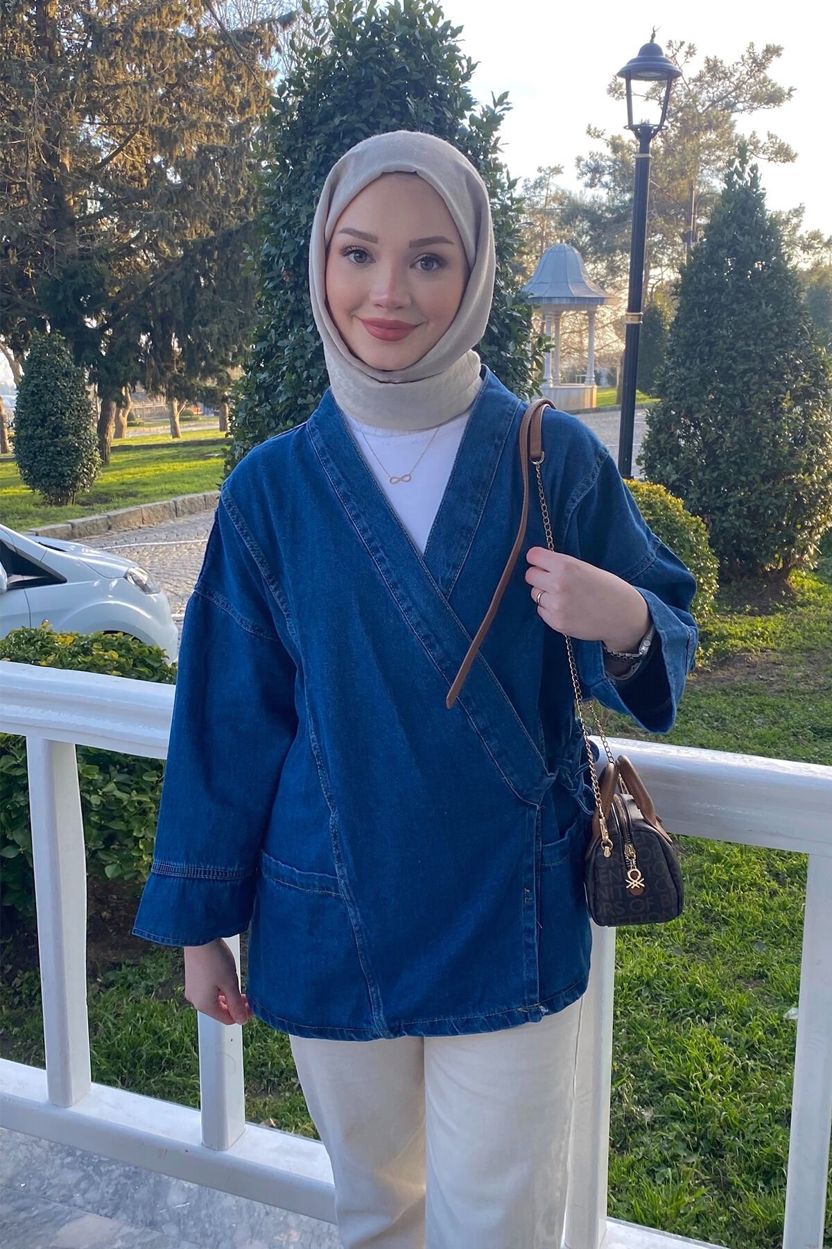 Yandan Baglamalı Kot Ceket 9-52604  - KOYU KOT