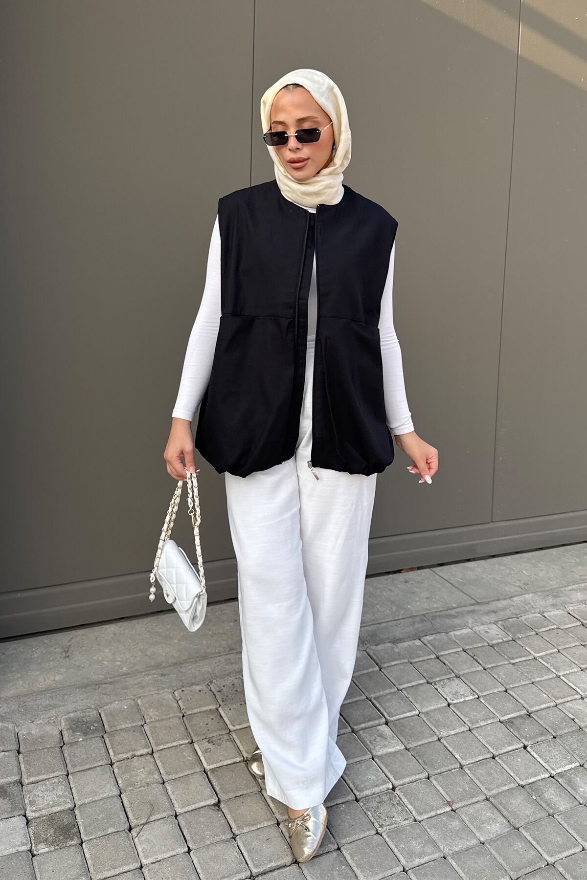 GABARDİN ASTARLI YELEK 9-52902 - SİYAH