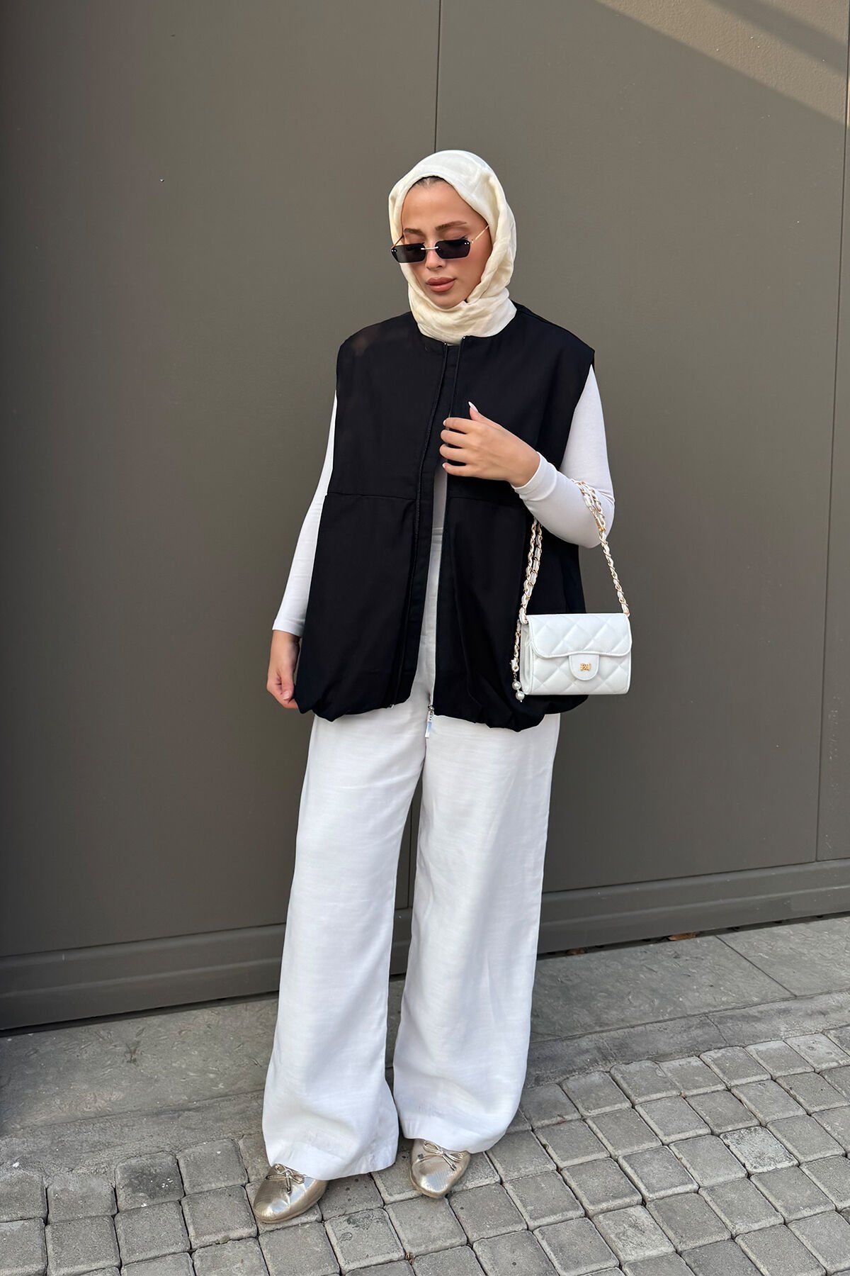 GABARDİN ASTARLI YELEK 9-52902 - SİYAH