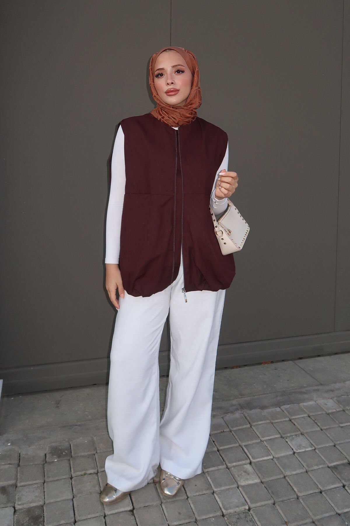 GABARDİN ASTARLI YELEK 9-52902 - BORDO