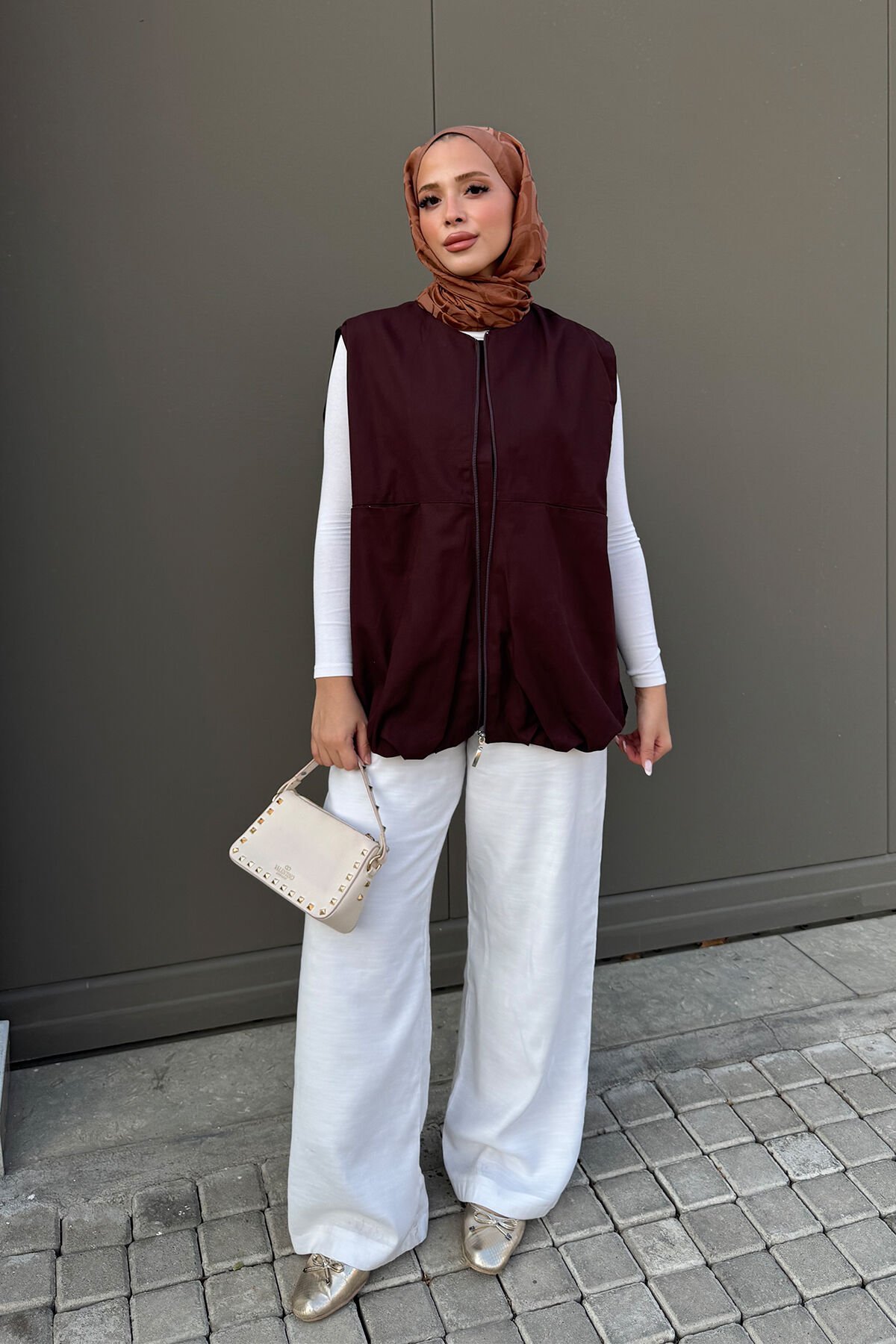 GABARDİN ASTARLI YELEK 9-52902 - BORDO