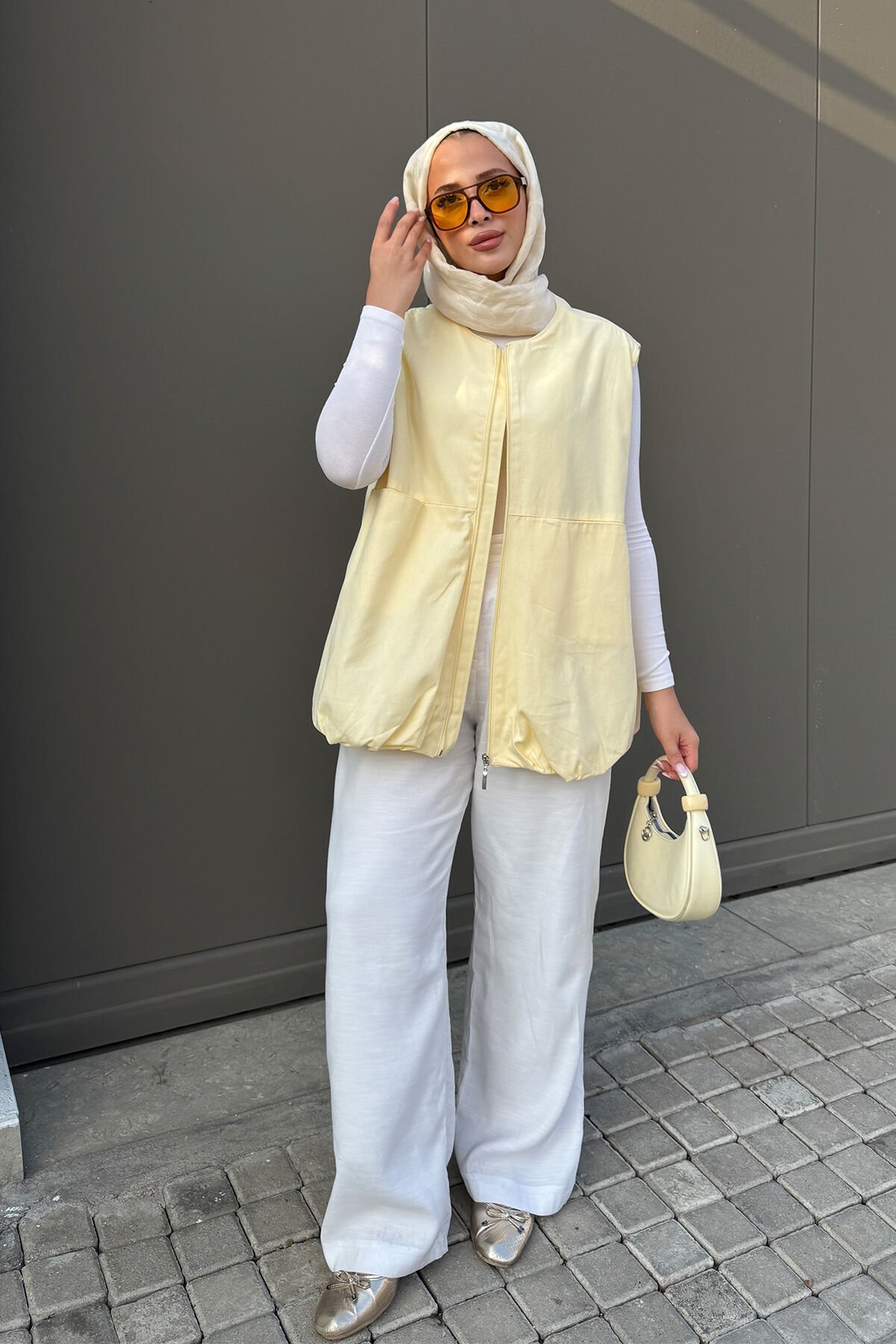 GABARDİN ASTARLI YELEK 9-52902 - SARI