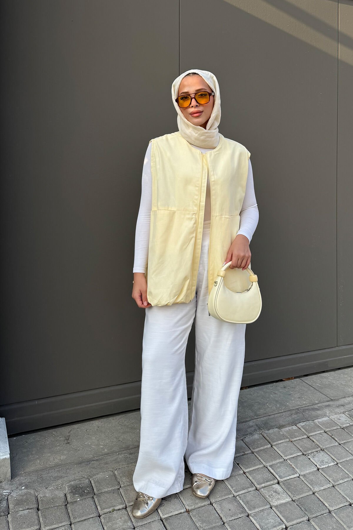 GABARDİN ASTARLI YELEK 9-52902 - SARI