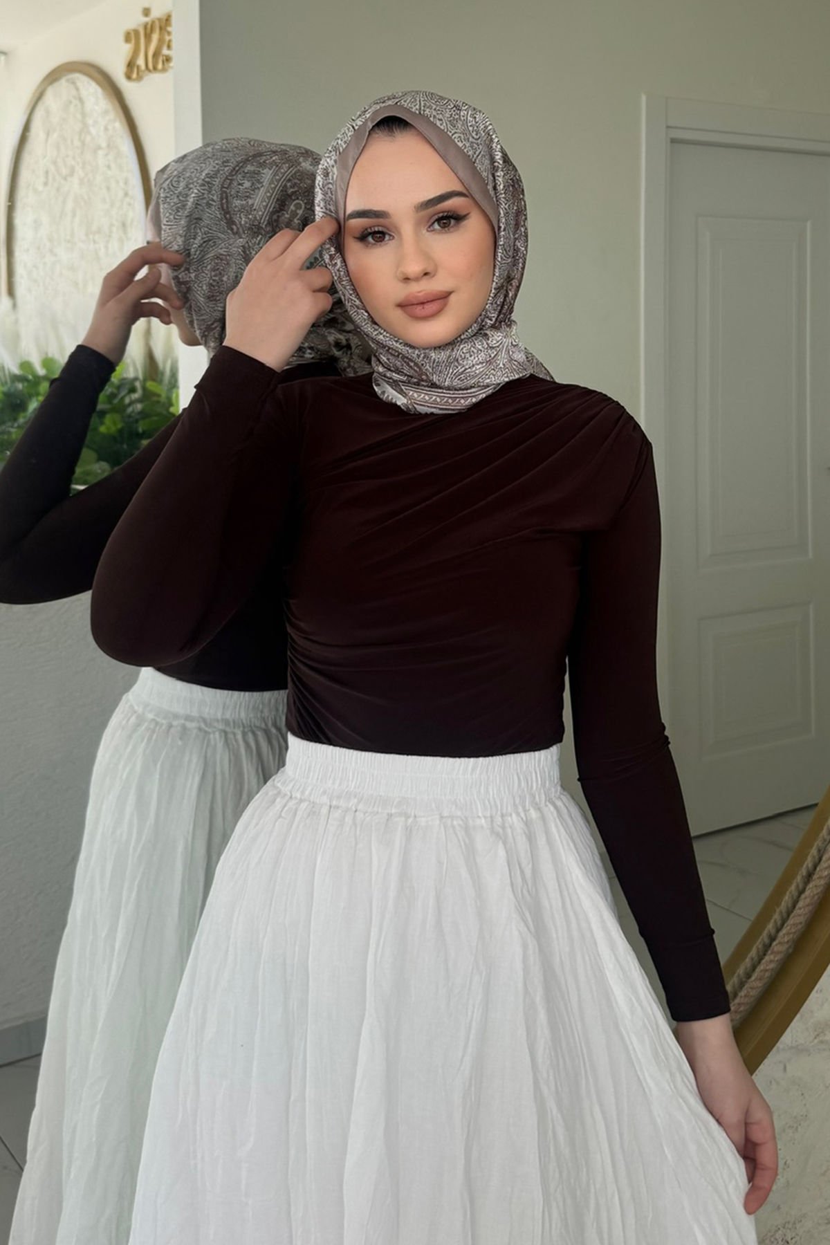 Büzgülü Body 31-3108 - KAHVERENGİ