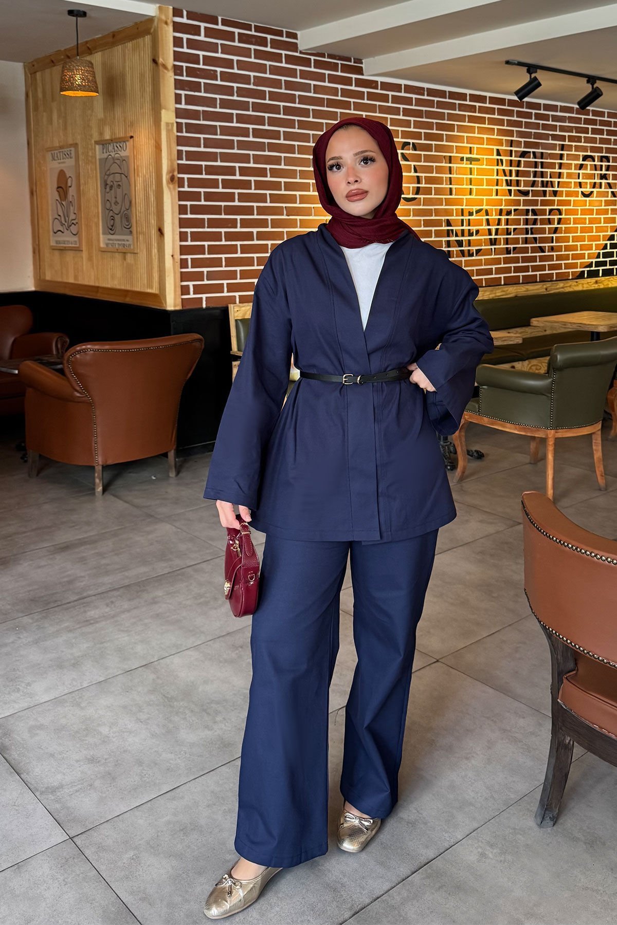 KEMERLİ GABARDİN TAKIM 9-52811 - LACİVERT