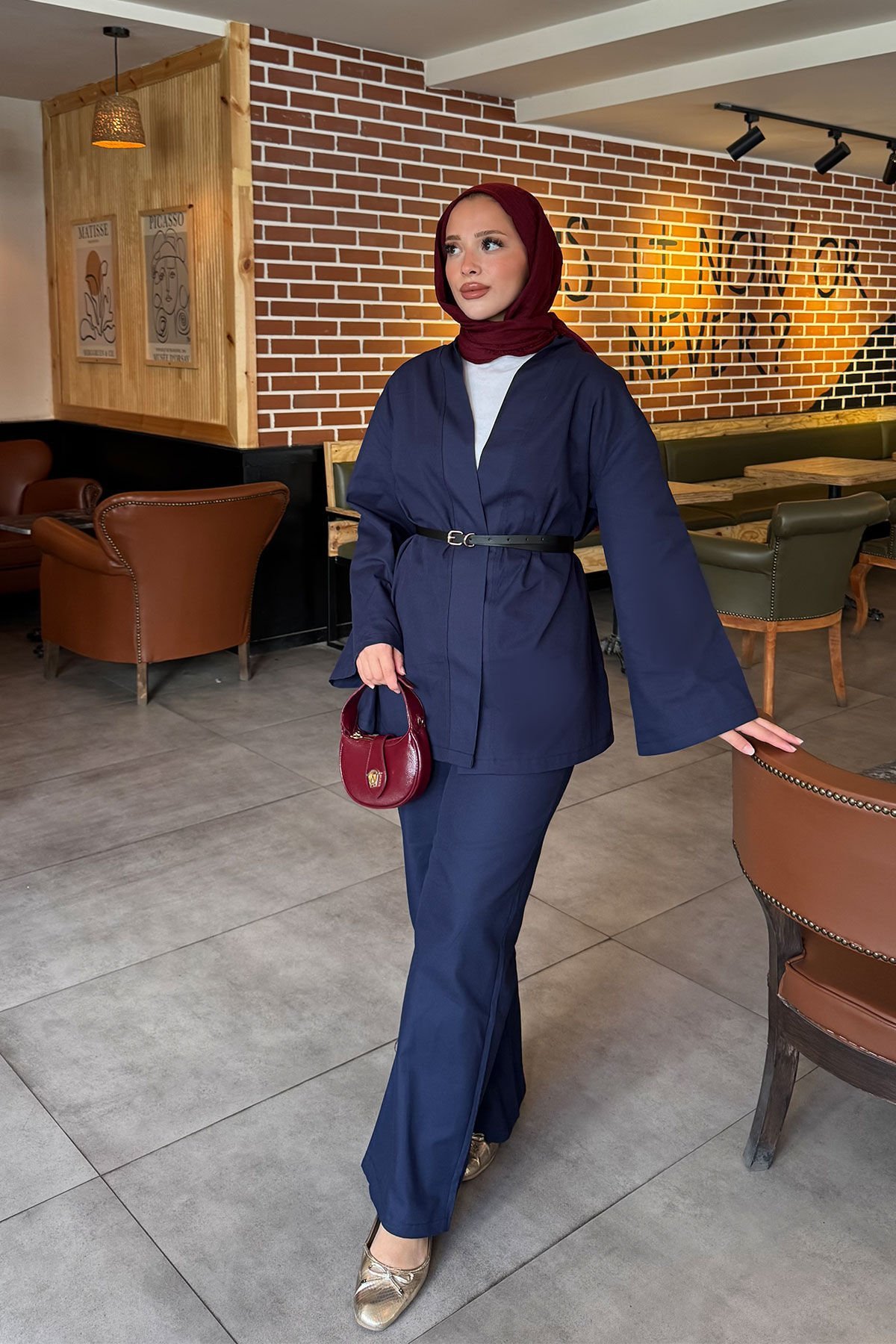 KEMERLİ GABARDİN TAKIM 9-52811 - LACİVERT