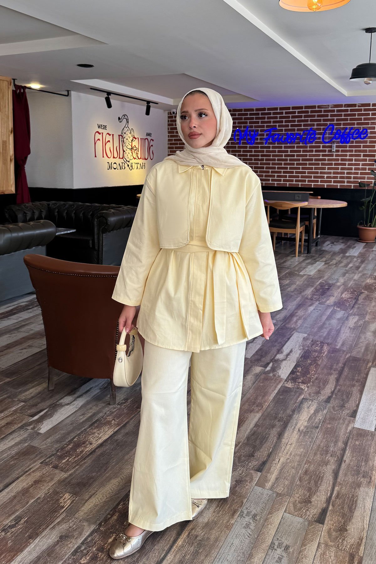 PELERİNLİ GABARDİN TAKIM 9-52812 - SARI