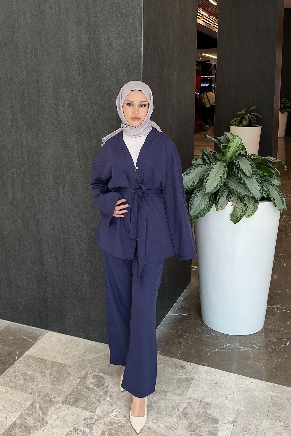 KİMONO KEMERLİ TAKIM 9-51818 - LACİVERT