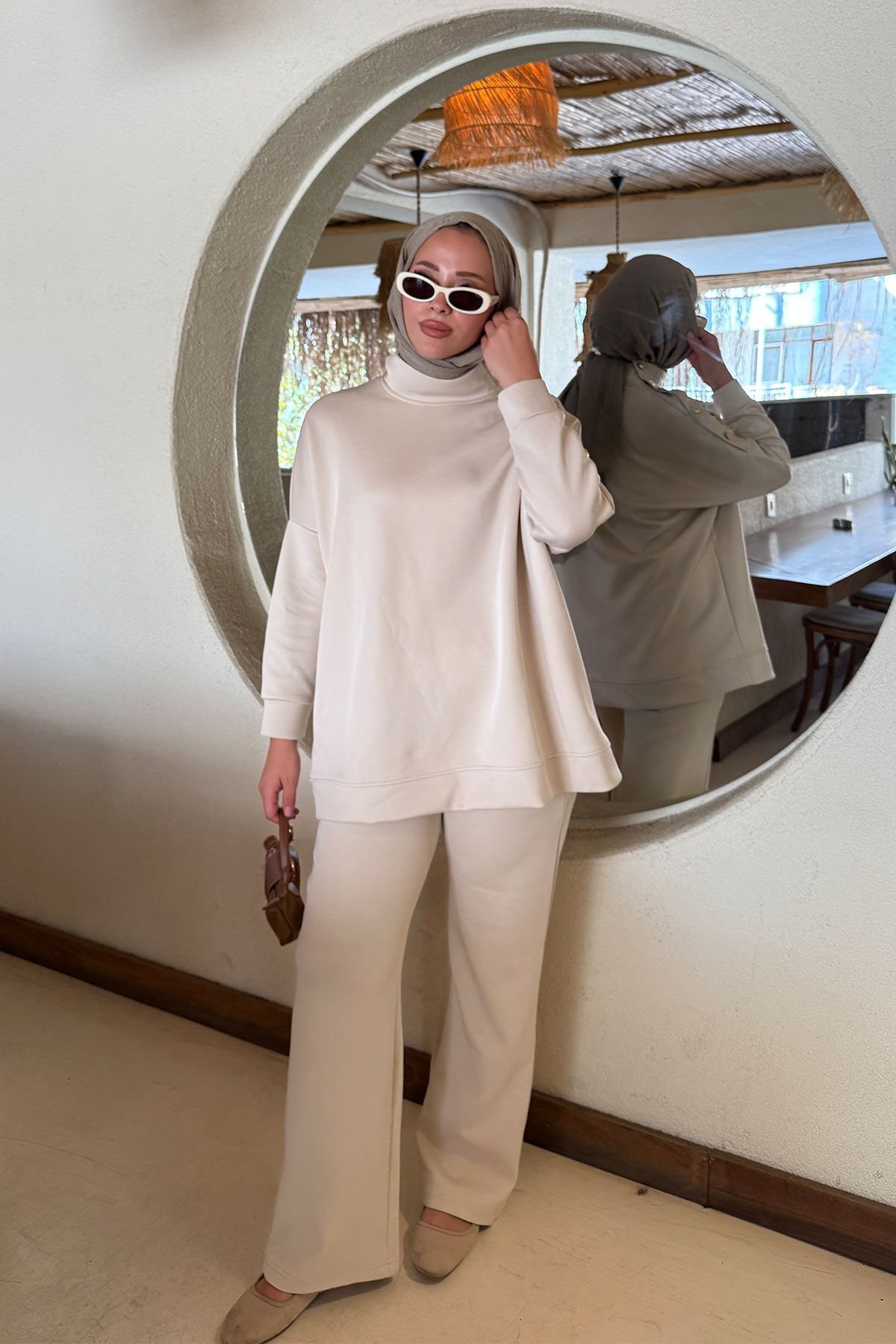 DÜGMELİ SCUBA TAKIM 9-52817 - BEJ