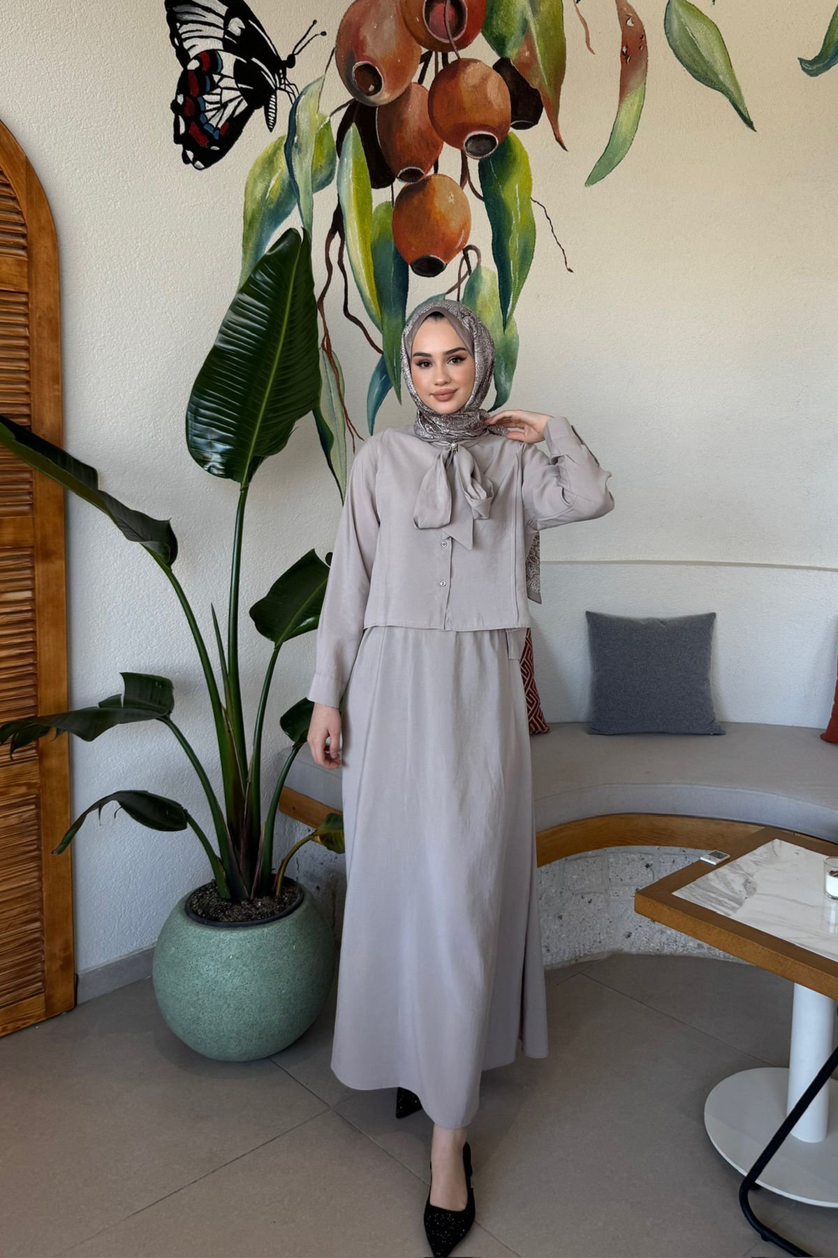 BROŞLU TAKIM 9-15811 - BEJ