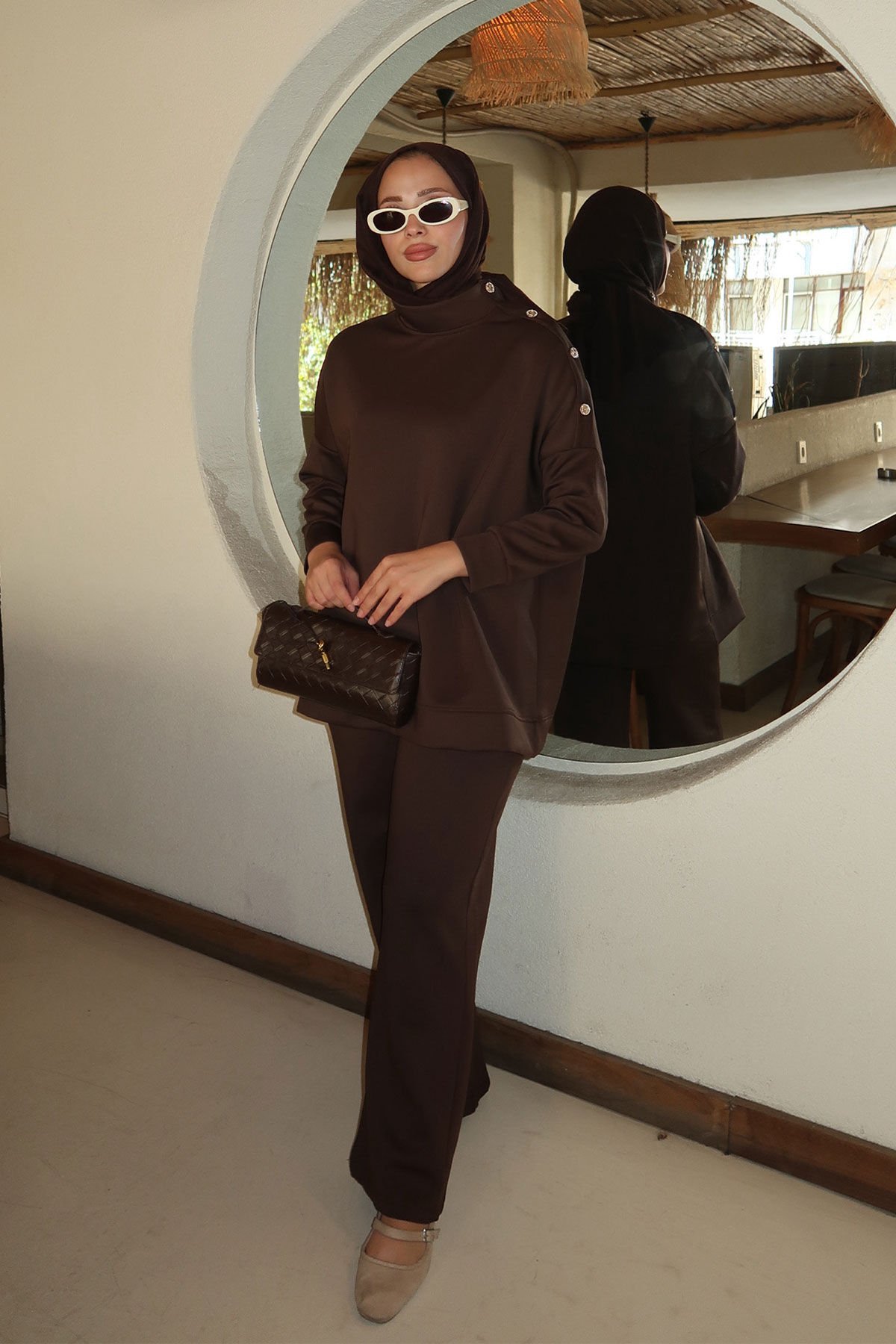 DÜGMELİ SCUBA TAKIM 9-52817 - KAHVERENGİ