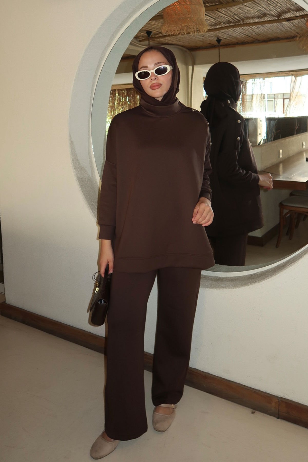 DÜGMELİ SCUBA TAKIM 9-52817 - KAHVERENGİ