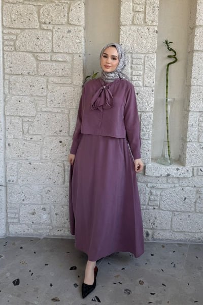 BROŞLU TAKIM 9-15811 - GÜL KURUSU