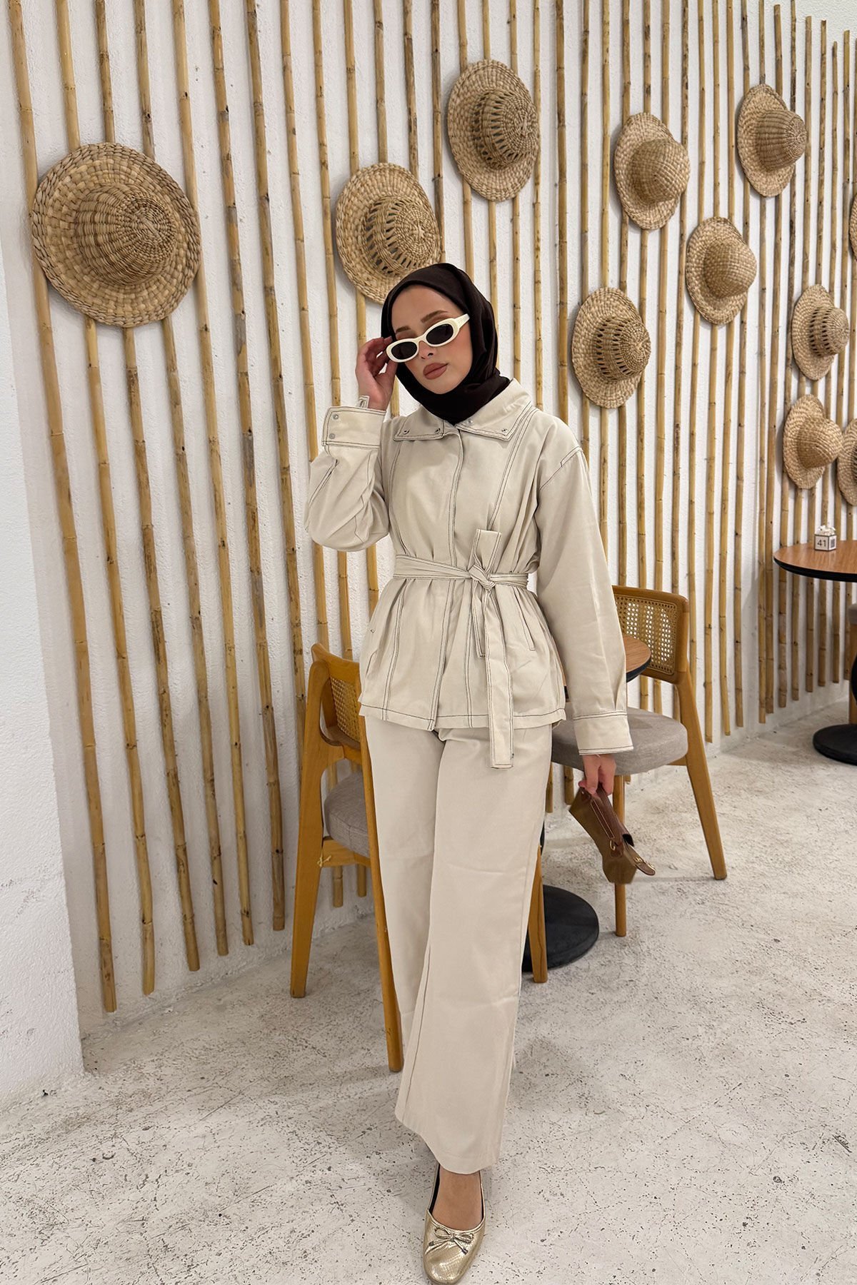 ÇITÇITLI GABARDİN TAKIM 9-52813 - BEJ