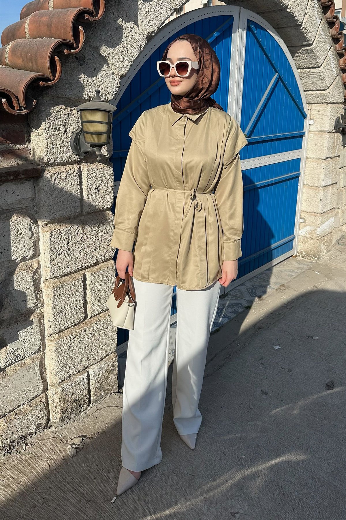 Omuz Detaylı Gömlek 9-15311- OLİVE