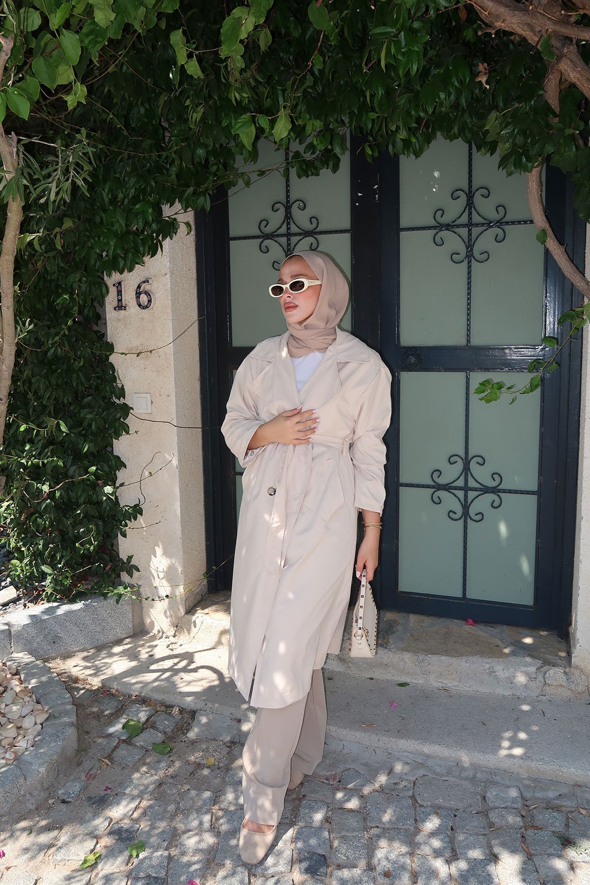 OVERSİZE ASTARLI TRENÇKOT 4-6404 - TAŞ