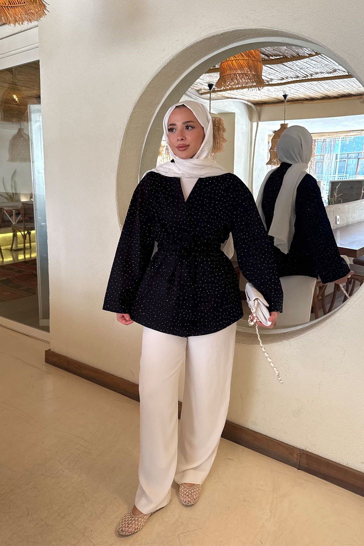 TAŞLI CEKET 9-52406  - SİYAH