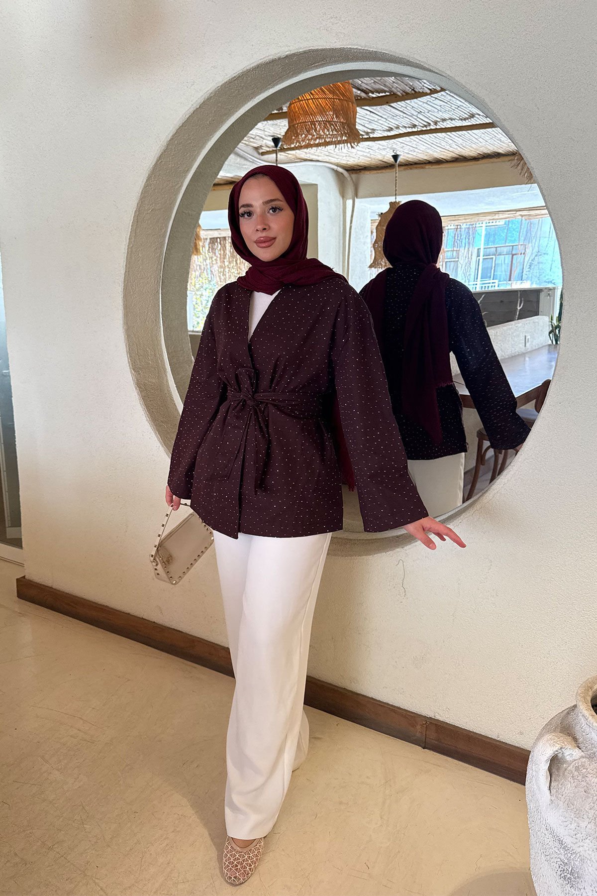 TAŞLI CEKET 9-52406  - KAHVERENGİ