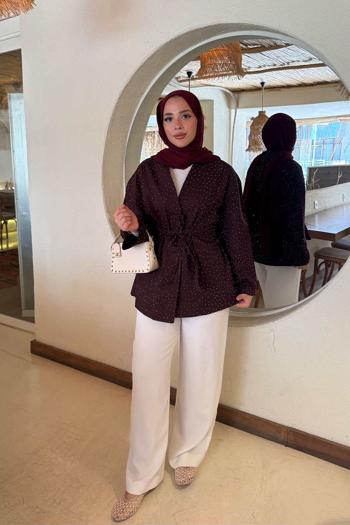 TAŞLI CEKET 9-52406  - KAHVERENGİ