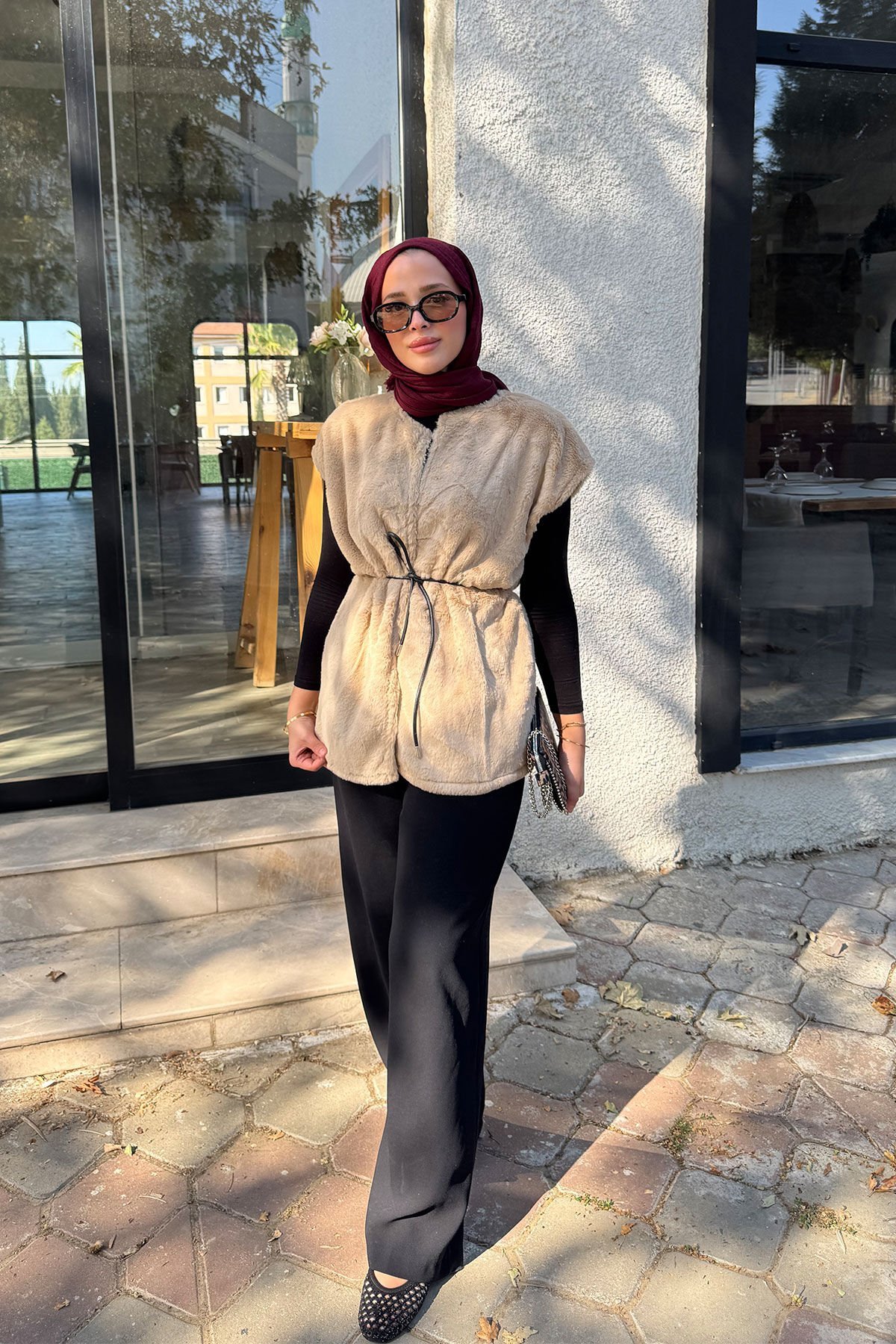 KEMERLİ KÜRK YELEK 9-52601 - VİZON