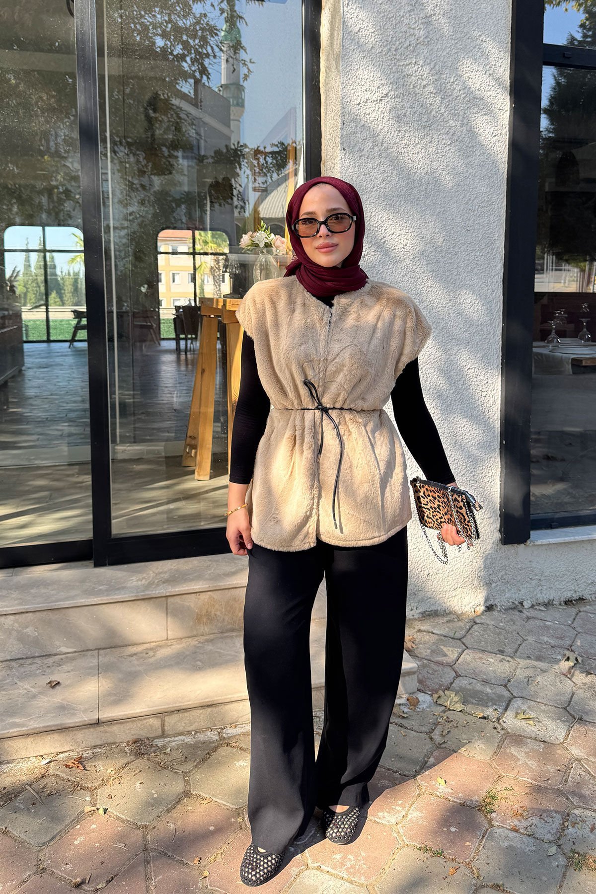 KEMERLİ KÜRK YELEK 9-52601 - VİZON