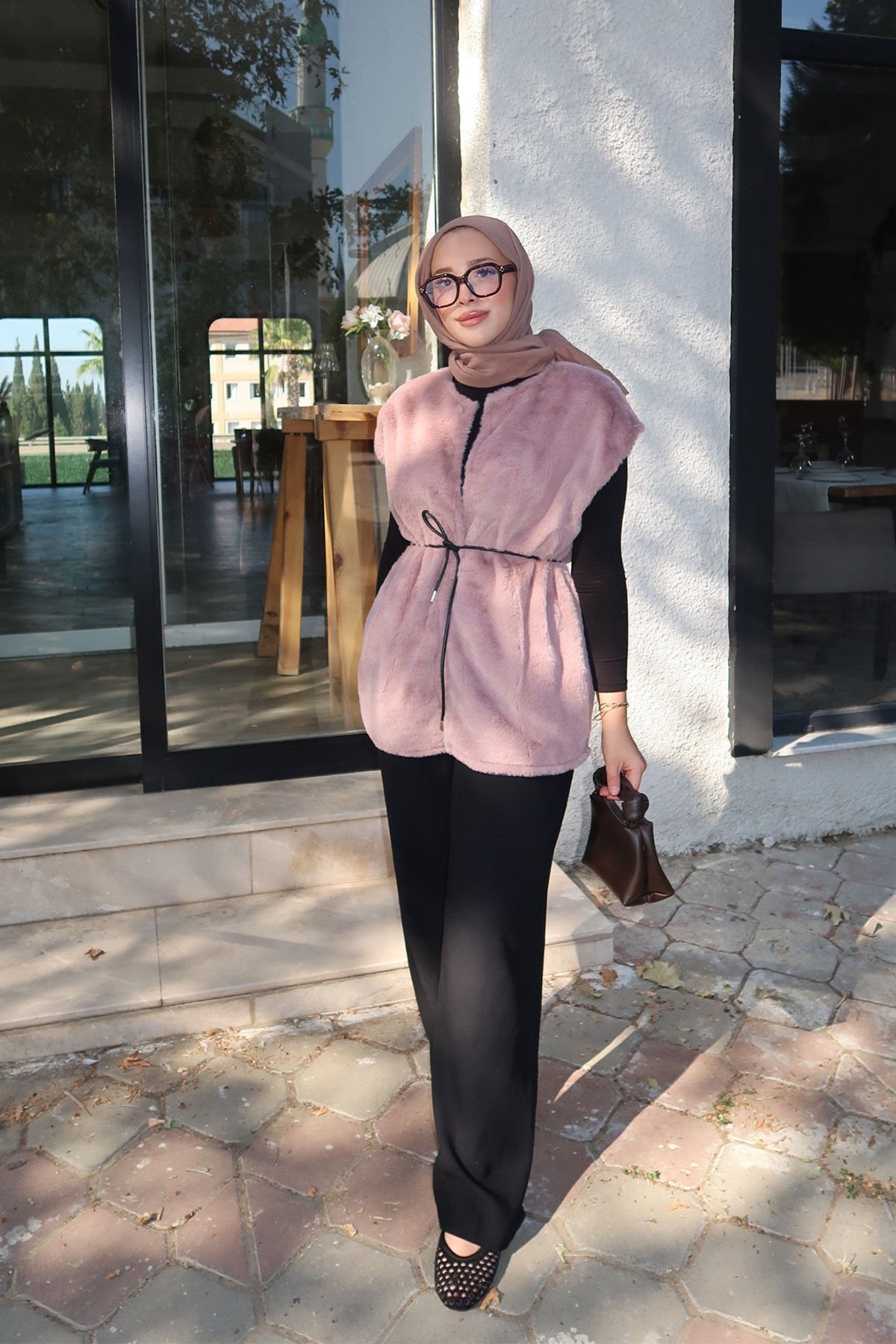 KEMERLİ KÜRK YELEK 9-52601 - GÜL