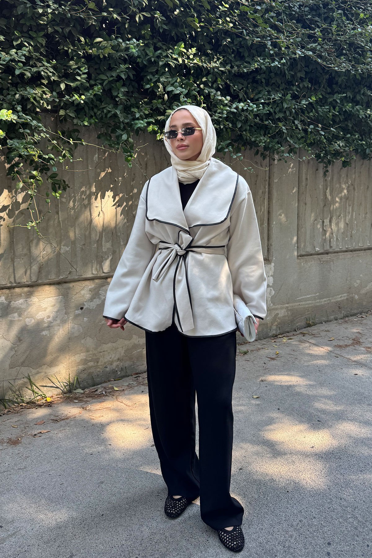 DERİ BİYELİ CEKET 9-52608  - BEJ