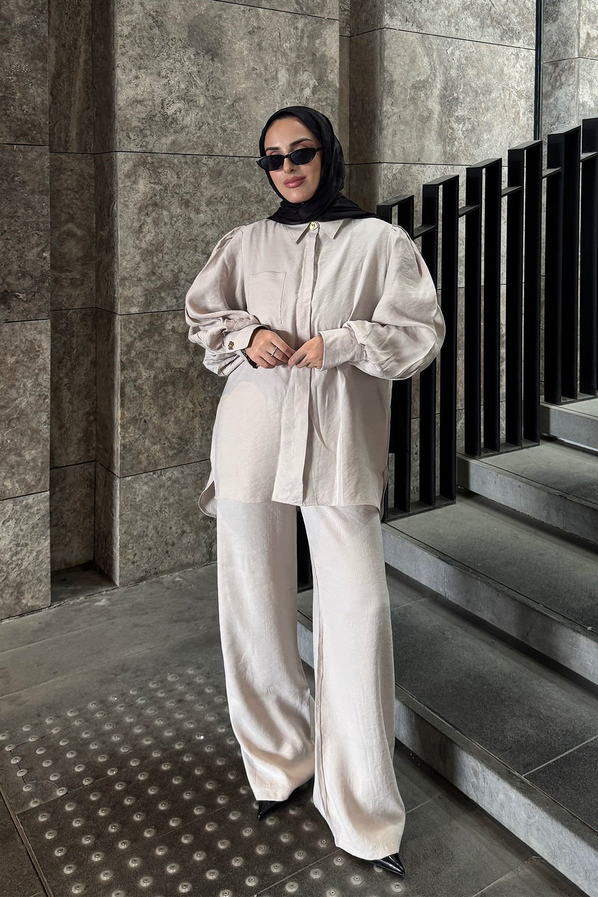 CEPLİ GÖMLEK TAKIM  9-51814 - BEJ