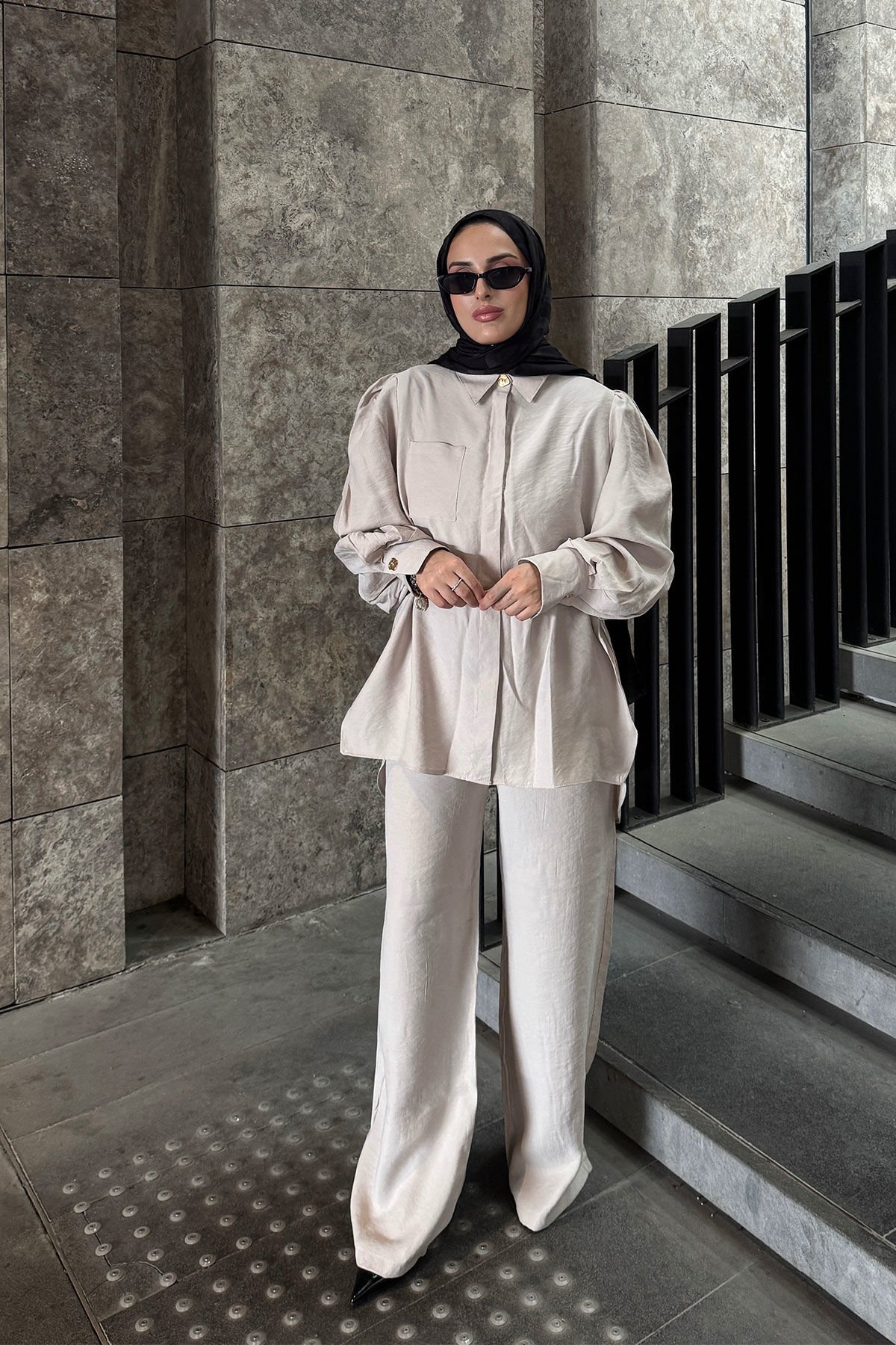 CEPLİ GÖMLEK TAKIM  9-51814 - BEJ