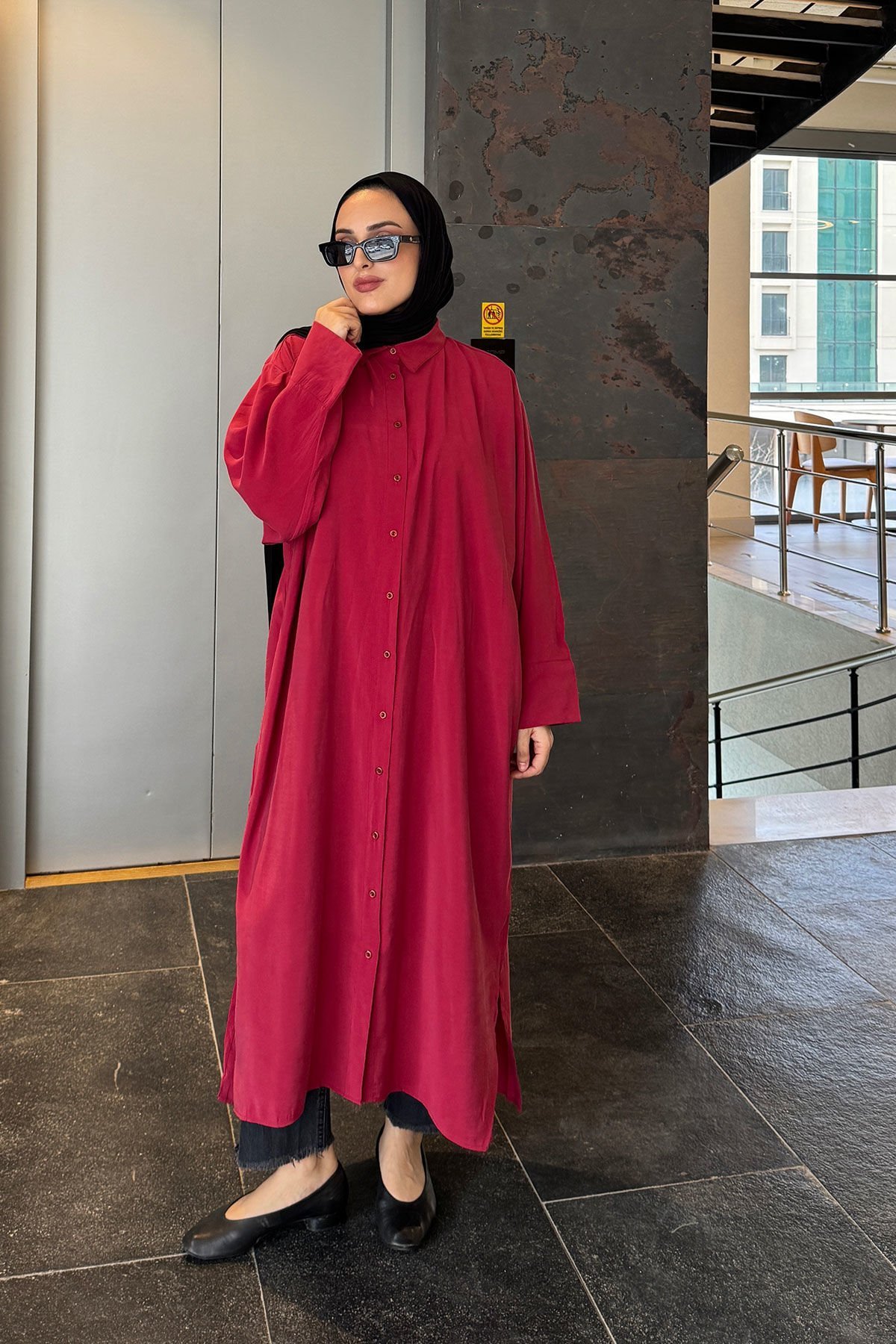 GÖMLEK ELBİSE 9-51501 - BORDO