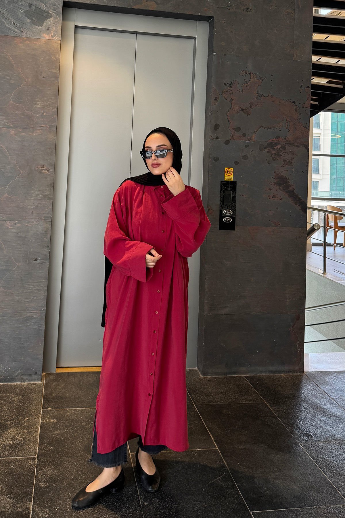 GÖMLEK ELBİSE 9-51501 - BORDO