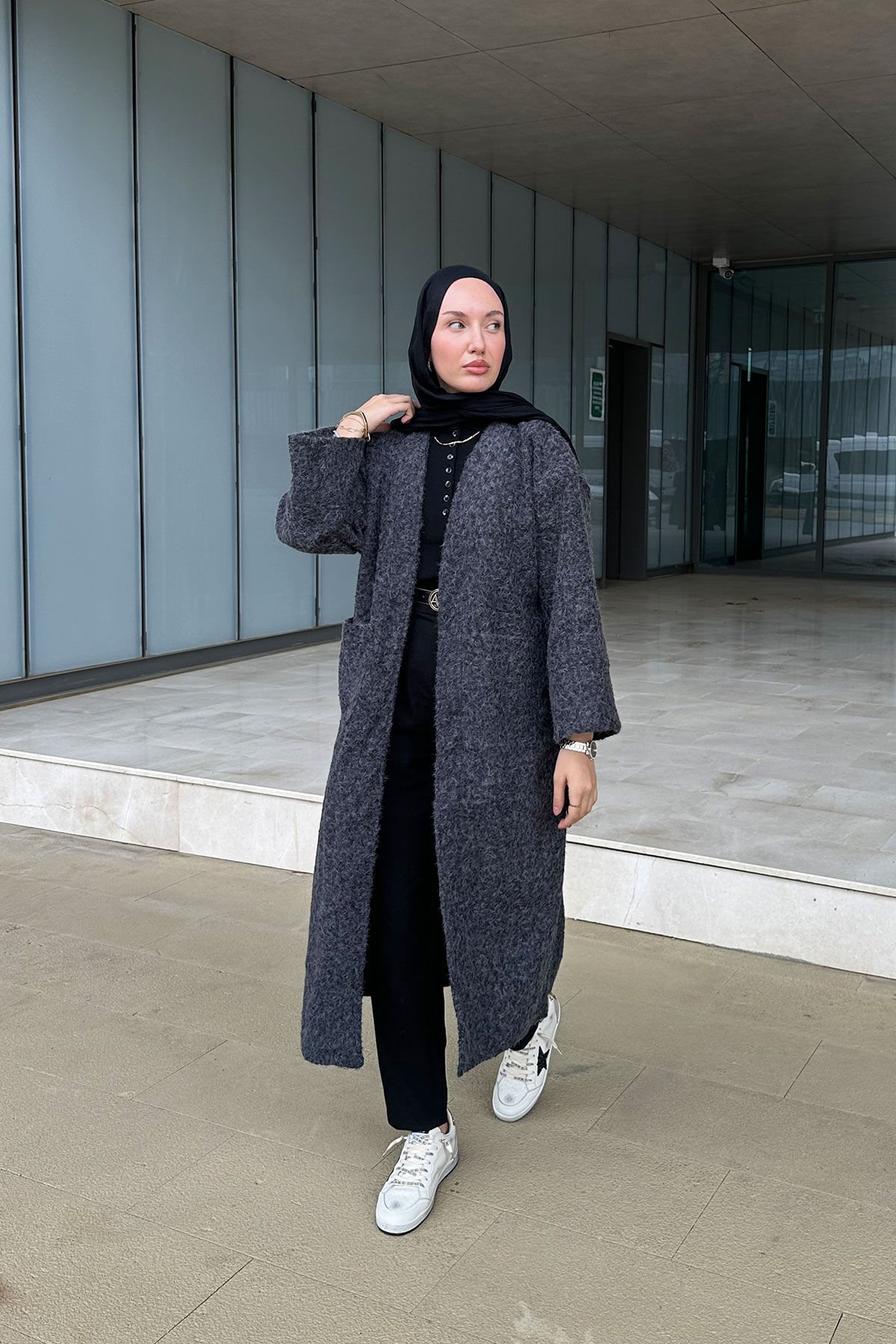 KEMERLİ KAŞE KABAN 9-52615 - SİYAH