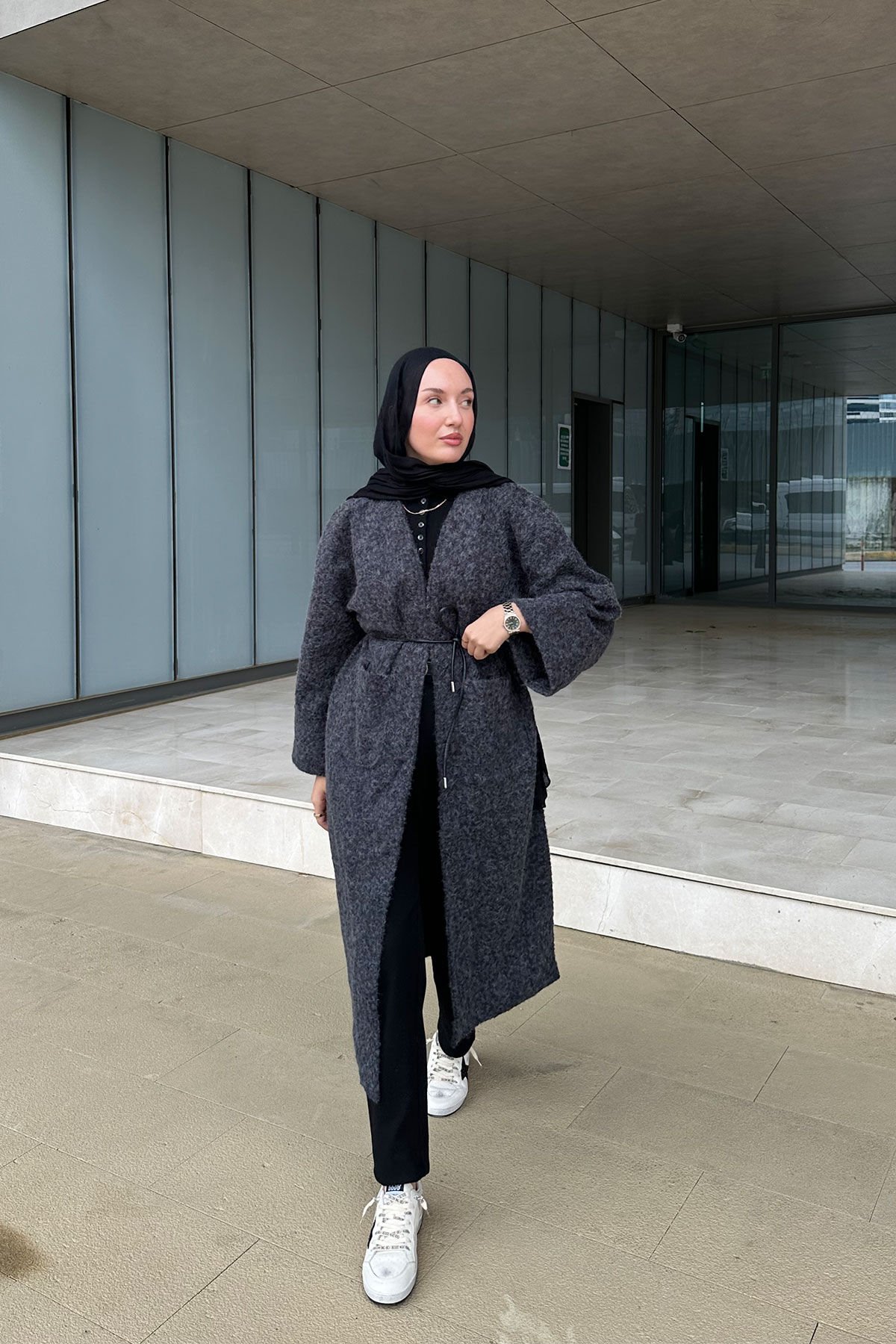 KEMERLİ KAŞE KABAN 9-52615 - SİYAH