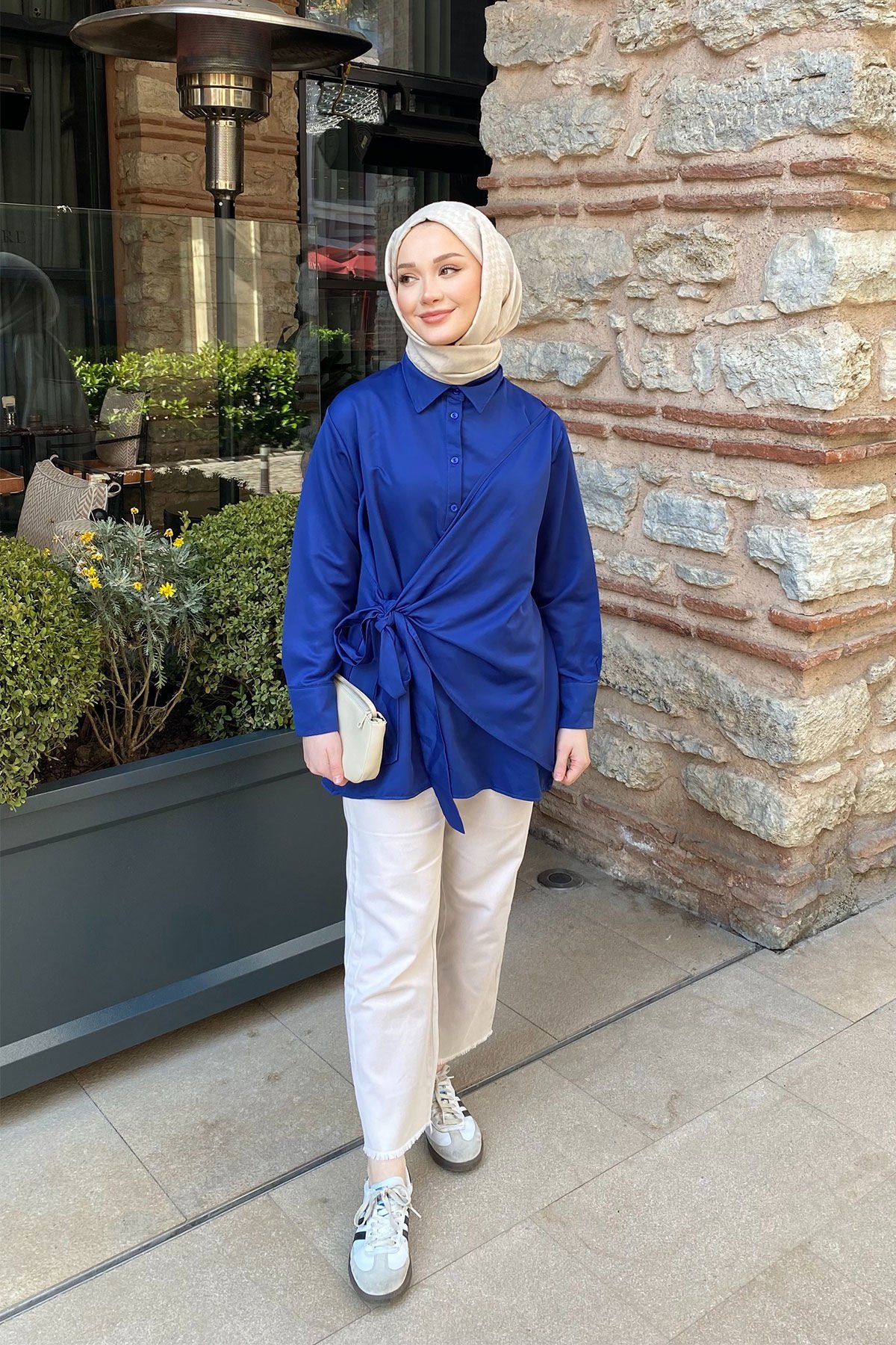 YANDAN BAGLAMALI TUNIK 9-51409 - LACİVERT