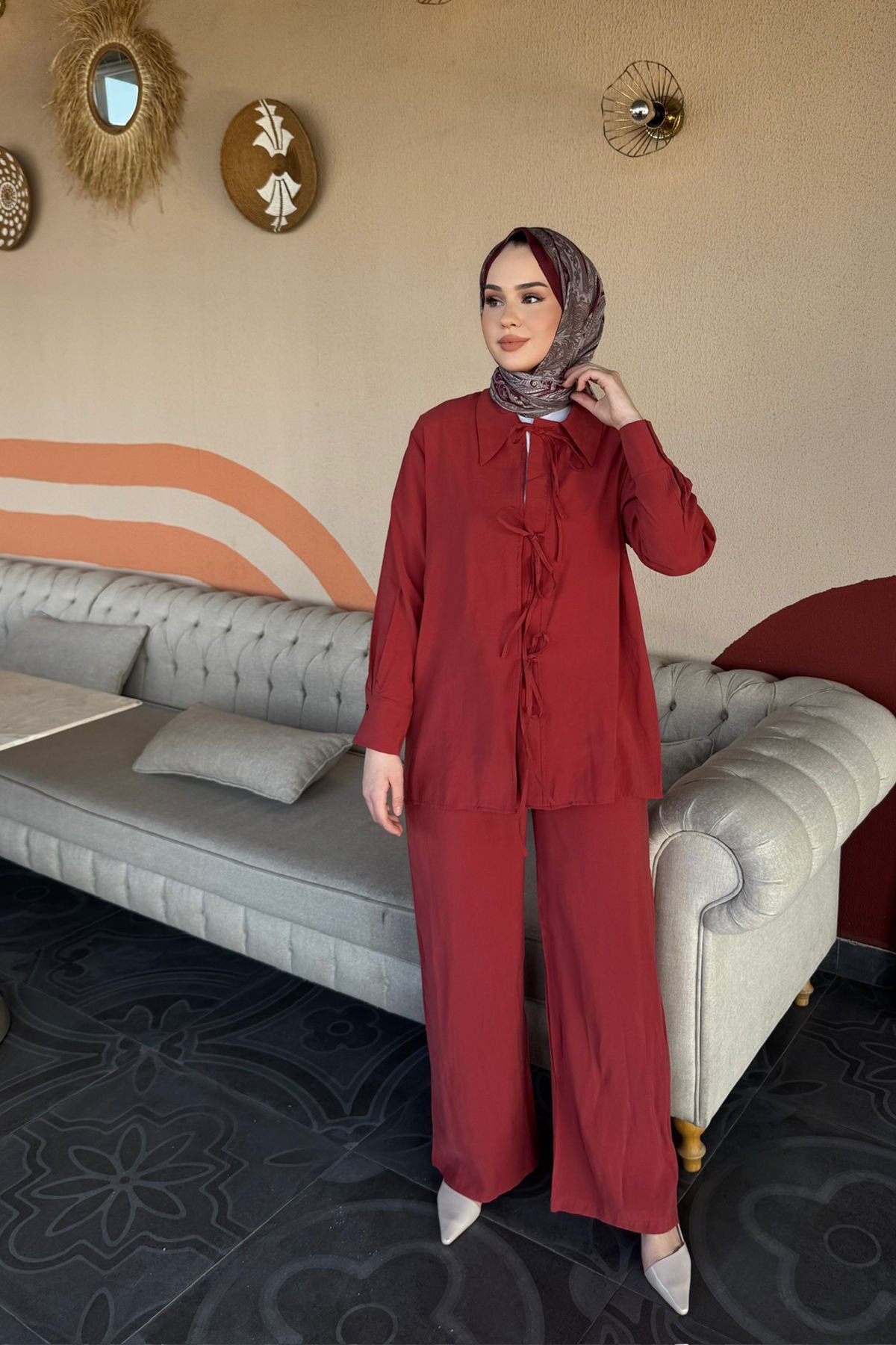 BAGLAMALI GÖMLEK TAKIM 9-15810 - KİREMİT