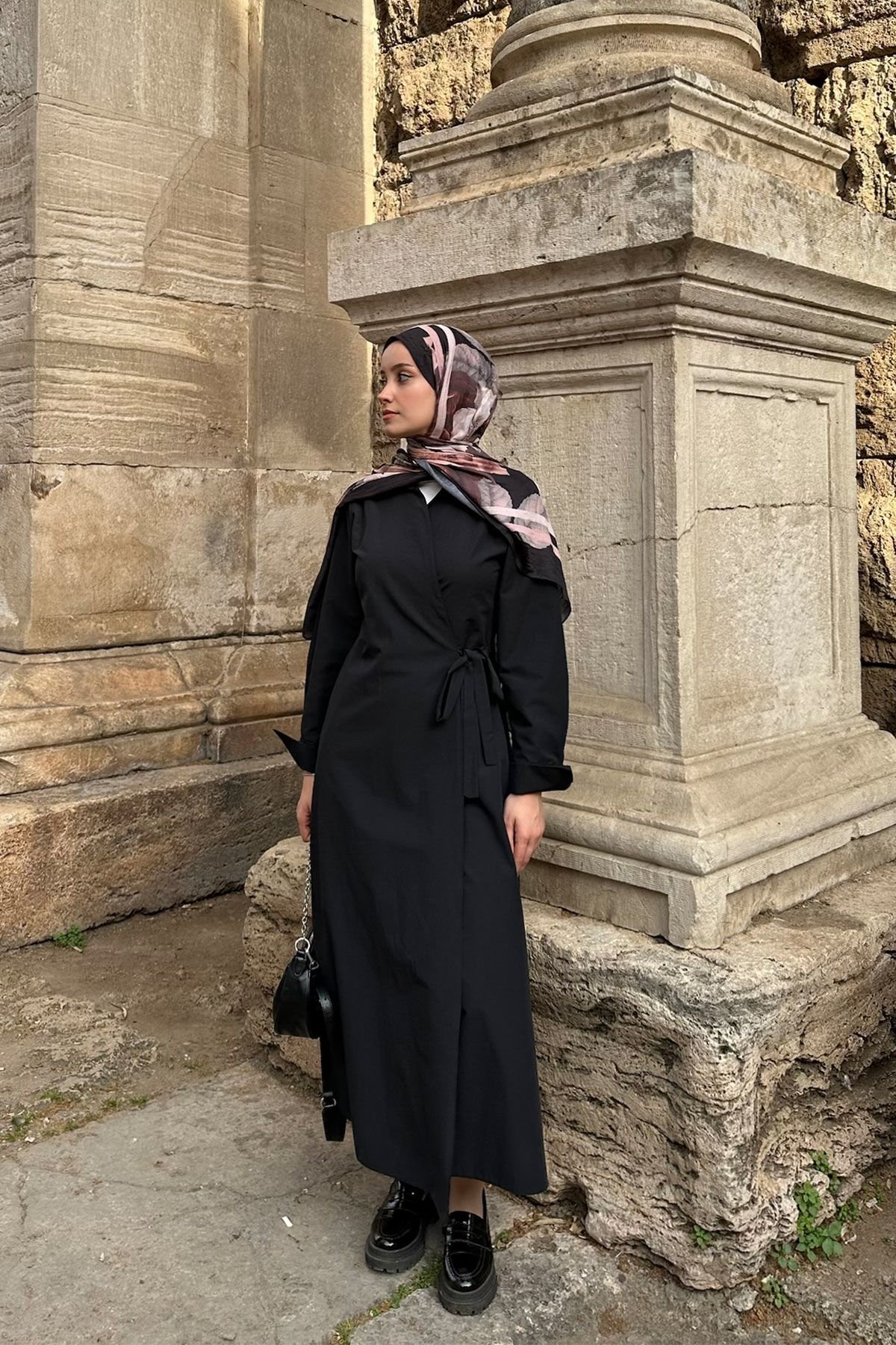 YANDAN BAGLAMALI ELBİSE 31-3015 - SİYAH